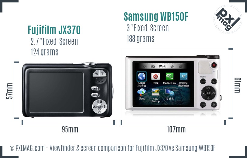Fujifilm JX370 vs Samsung WB150F Screen and Viewfinder comparison
