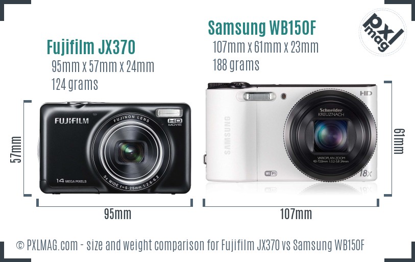 Fujifilm JX370 vs Samsung WB150F size comparison