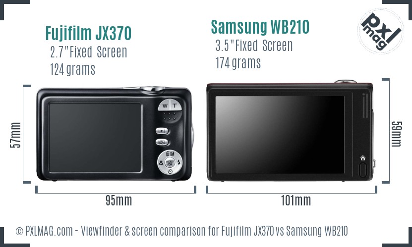 Fujifilm JX370 vs Samsung WB210 Screen and Viewfinder comparison