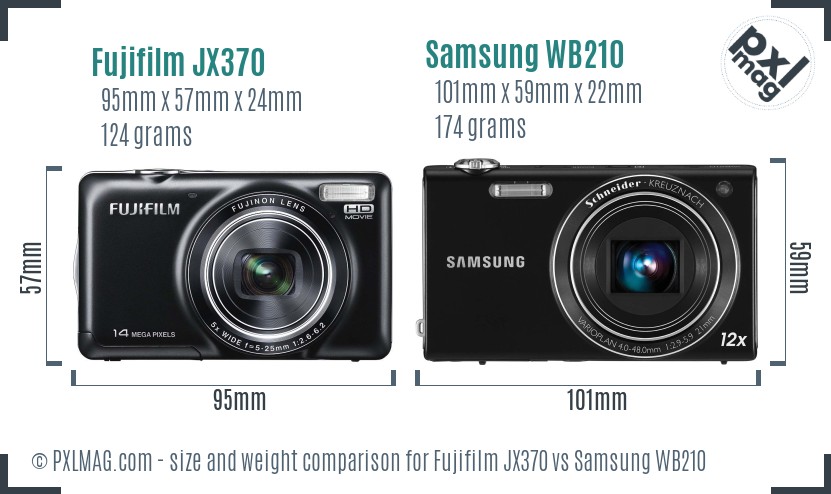 Fujifilm JX370 vs Samsung WB210 size comparison