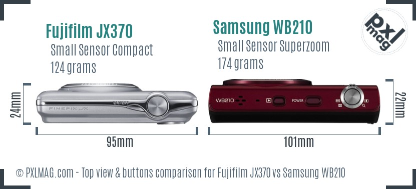 Fujifilm JX370 vs Samsung WB210 top view buttons comparison
