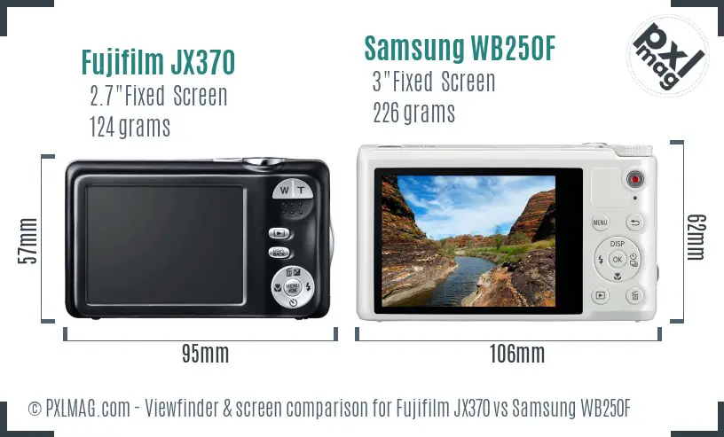 Fujifilm JX370 vs Samsung WB250F Screen and Viewfinder comparison