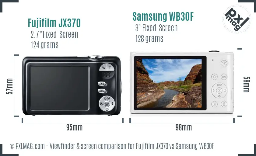 Fujifilm JX370 vs Samsung WB30F Screen and Viewfinder comparison