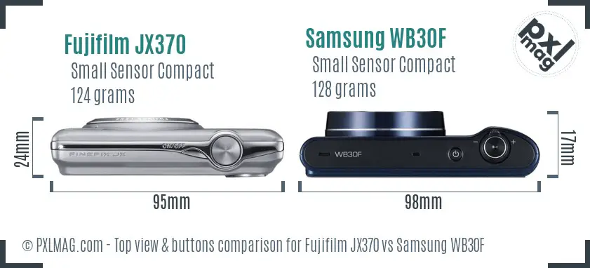 Fujifilm JX370 vs Samsung WB30F top view buttons comparison