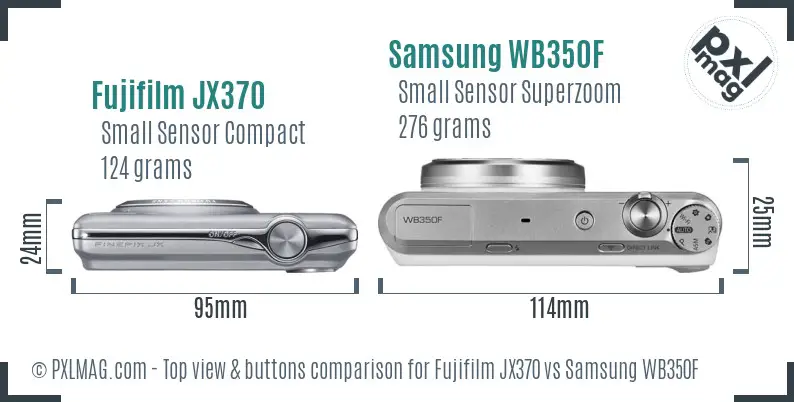 Fujifilm JX370 vs Samsung WB350F top view buttons comparison