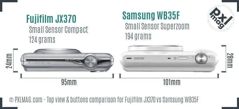Fujifilm JX370 vs Samsung WB35F top view buttons comparison