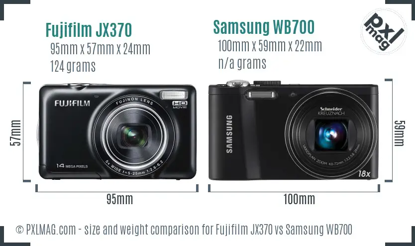Fujifilm JX370 vs Samsung WB700 size comparison