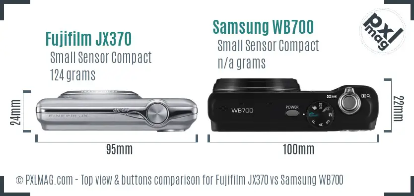 Fujifilm JX370 vs Samsung WB700 top view buttons comparison