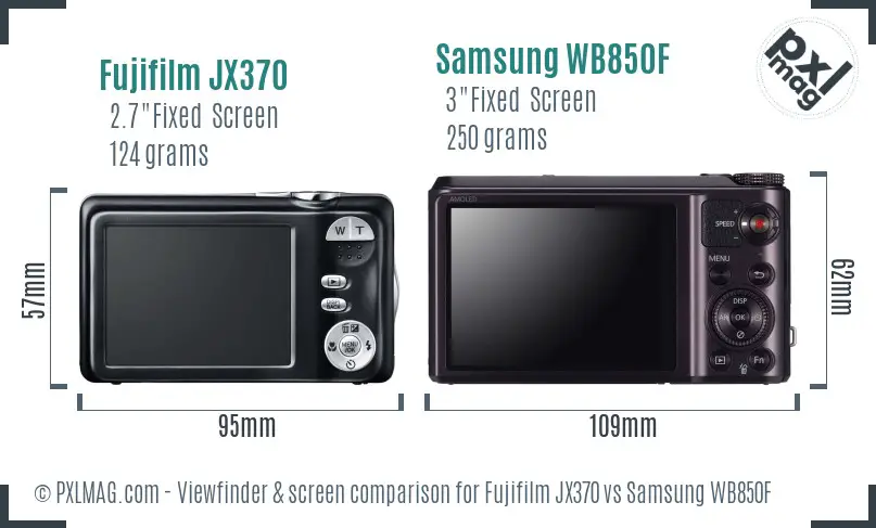 Fujifilm JX370 vs Samsung WB850F Screen and Viewfinder comparison