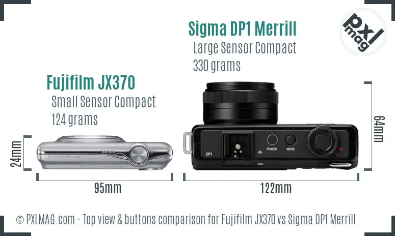 Fujifilm JX370 vs Sigma DP1 Merrill top view buttons comparison