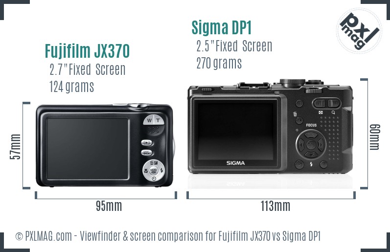 Fujifilm JX370 vs Sigma DP1 Screen and Viewfinder comparison