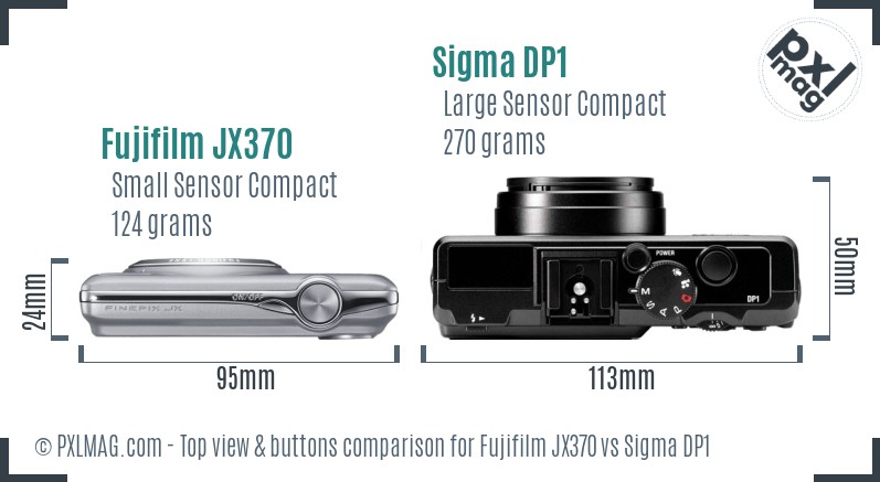 Fujifilm JX370 vs Sigma DP1 top view buttons comparison