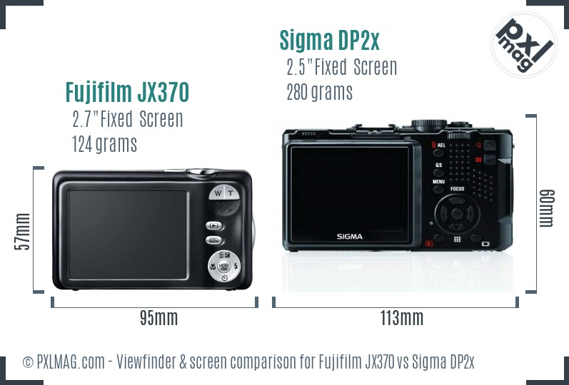 Fujifilm JX370 vs Sigma DP2x Screen and Viewfinder comparison