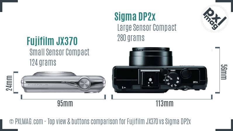 Fujifilm JX370 vs Sigma DP2x top view buttons comparison