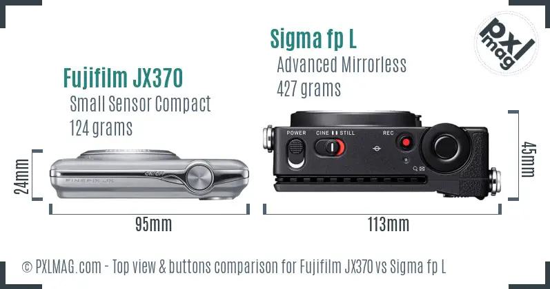 Fujifilm JX370 vs Sigma fp L top view buttons comparison