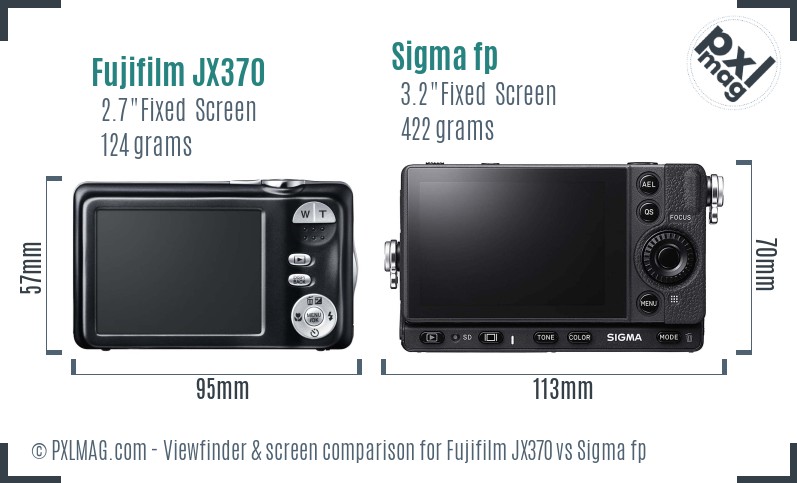 Fujifilm JX370 vs Sigma fp Screen and Viewfinder comparison
