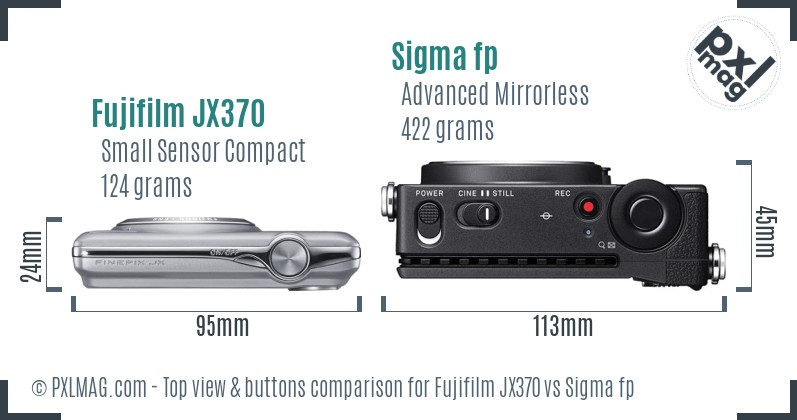 Fujifilm JX370 vs Sigma fp top view buttons comparison