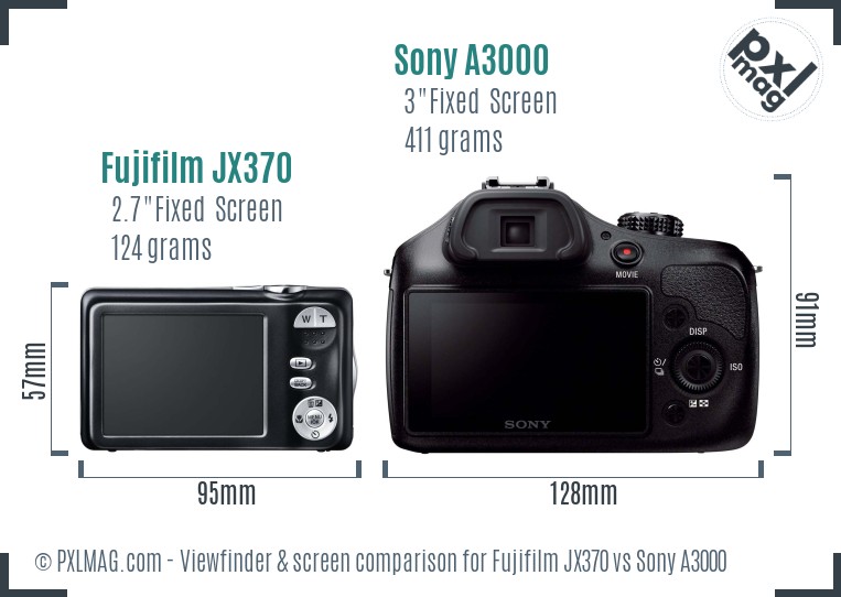 Fujifilm JX370 vs Sony A3000 Screen and Viewfinder comparison