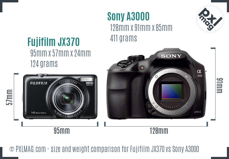 Fujifilm JX370 vs Sony A3000 size comparison Fujifilm JX370 vs Sony A3000 size comparison
