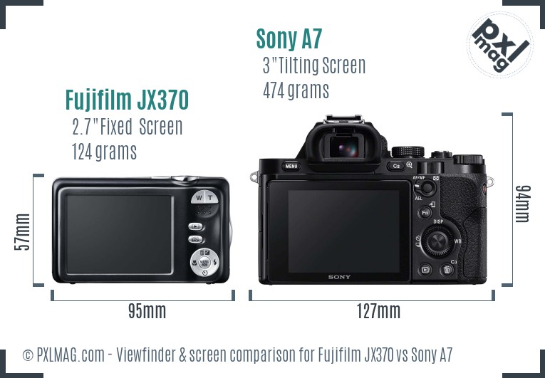 Fujifilm JX370 vs Sony A7 Screen and Viewfinder comparison