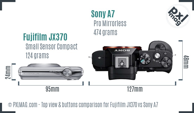 Fujifilm JX370 vs Sony A7 top view buttons comparison