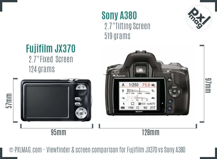 Fujifilm JX370 vs Sony A380 Screen and Viewfinder comparison
