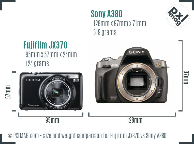 Fujifilm JX370 vs Sony A380 size comparison