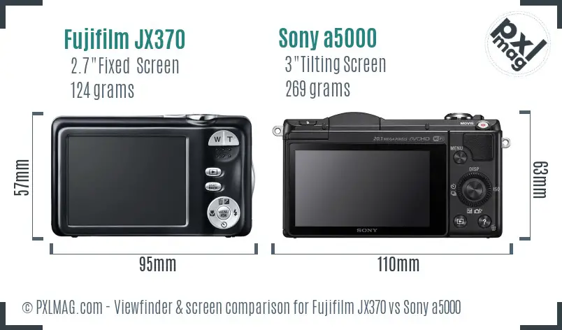 Fujifilm JX370 vs Sony a5000 Screen and Viewfinder comparison Fujifilm JX370 vs Sony a5000 Screen and Viewfinder comparison