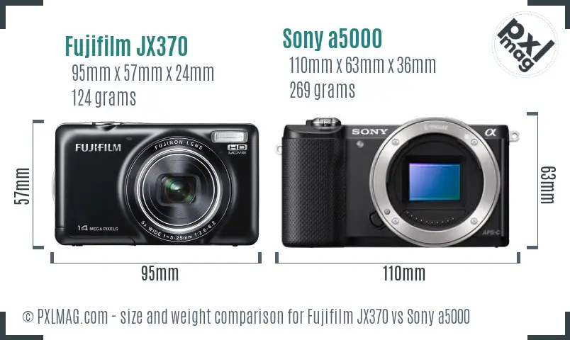 Fujifilm JX370 vs Sony a5000 size comparison Fujifilm JX370 vs Sony a5000 size comparison