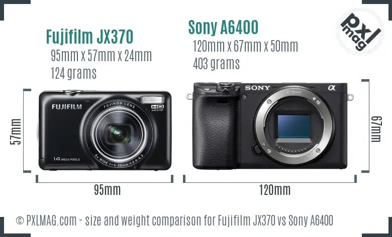 Fujifilm JX370 vs Sony A6400 size comparison