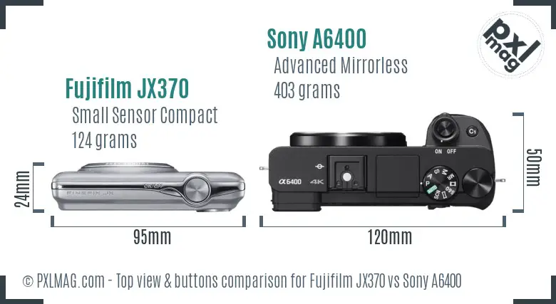 Fujifilm JX370 vs Sony A6400 top view buttons comparison