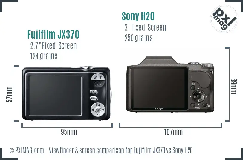 Fujifilm JX370 vs Sony H20 Screen and Viewfinder comparison
