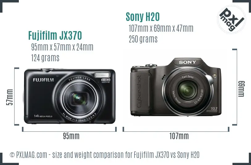 Fujifilm JX370 vs Sony H20 size comparison