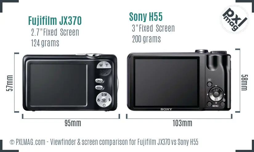 Fujifilm JX370 vs Sony H55 Screen and Viewfinder comparison Fujifilm JX370 vs Sony H55 Screen and Viewfinder comparison