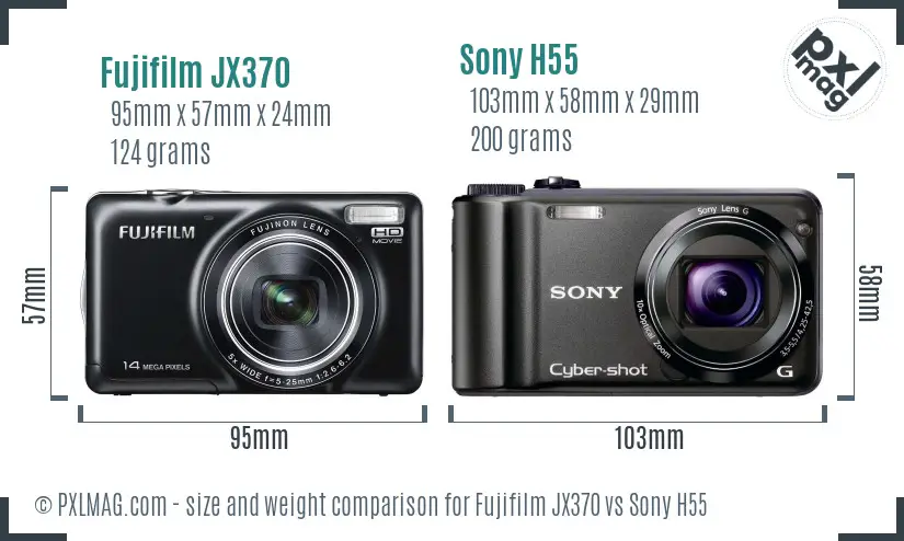 Fujifilm JX370 vs Sony H55 size comparison Fujifilm JX370 vs Sony H55 size comparison