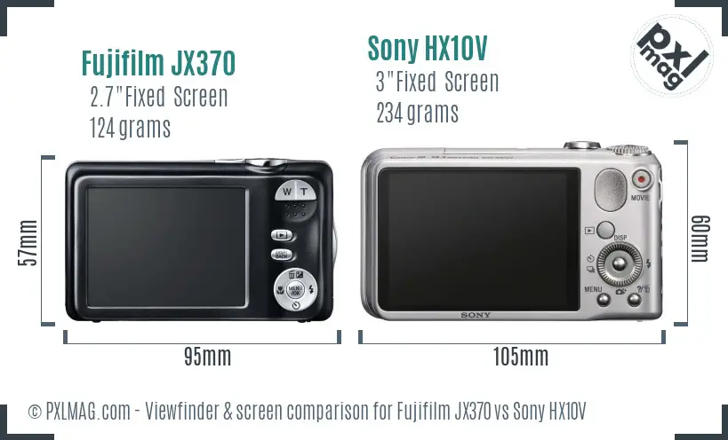 Fujifilm JX370 vs Sony HX10V Screen and Viewfinder comparison