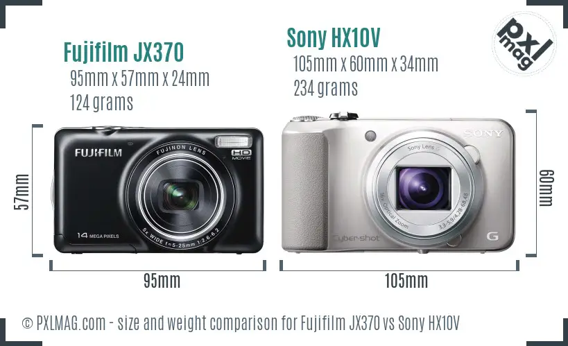 Fujifilm JX370 vs Sony HX10V size comparison