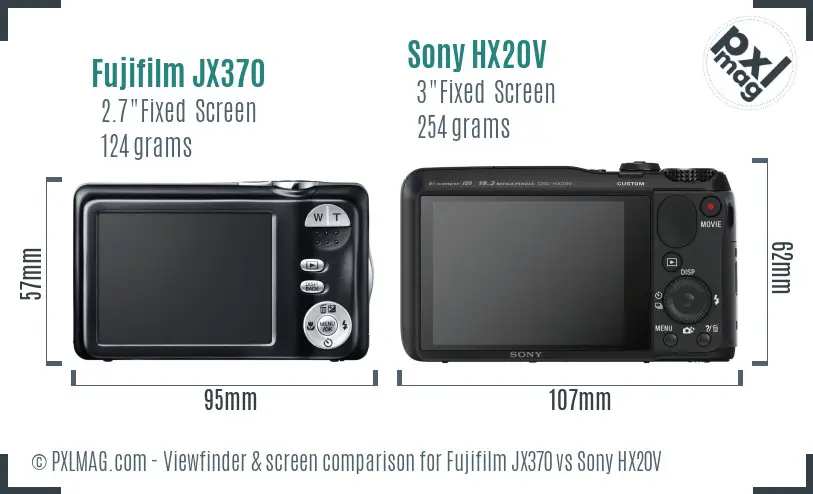 Fujifilm JX370 vs Sony HX20V Screen and Viewfinder comparison