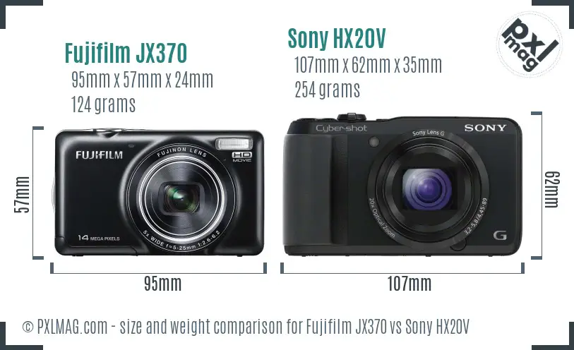 Fujifilm JX370 vs Sony HX20V size comparison