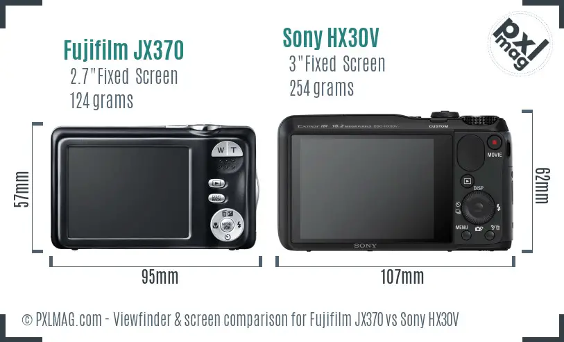 Fujifilm JX370 vs Sony HX30V Screen and Viewfinder comparison