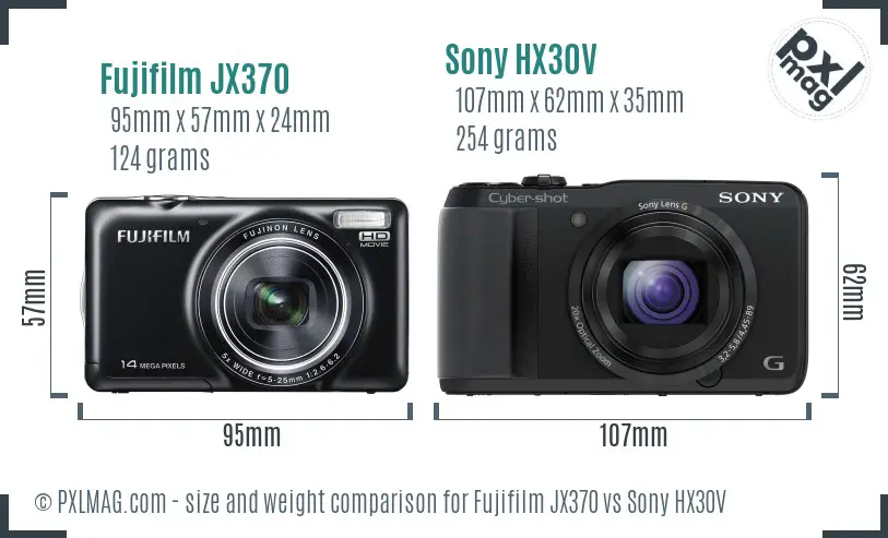 Fujifilm JX370 vs Sony HX30V size comparison