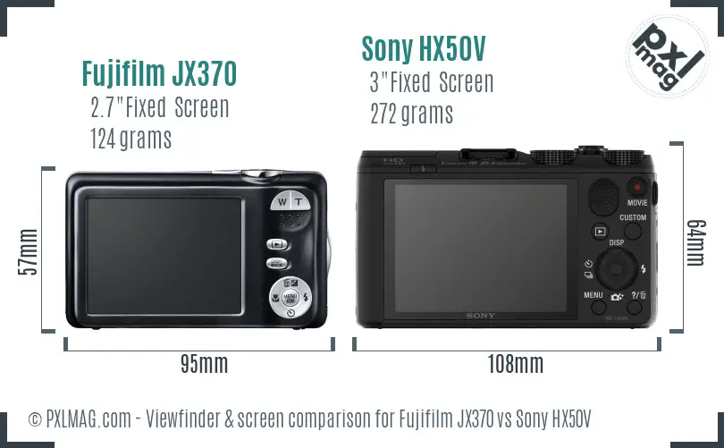 Fujifilm JX370 vs Sony HX50V Screen and Viewfinder comparison