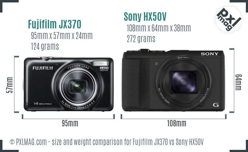 Fujifilm JX370 vs Sony HX50V size comparison