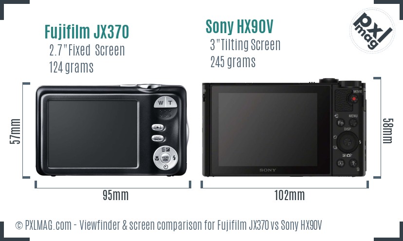 Fujifilm JX370 vs Sony HX90V Screen and Viewfinder comparison
