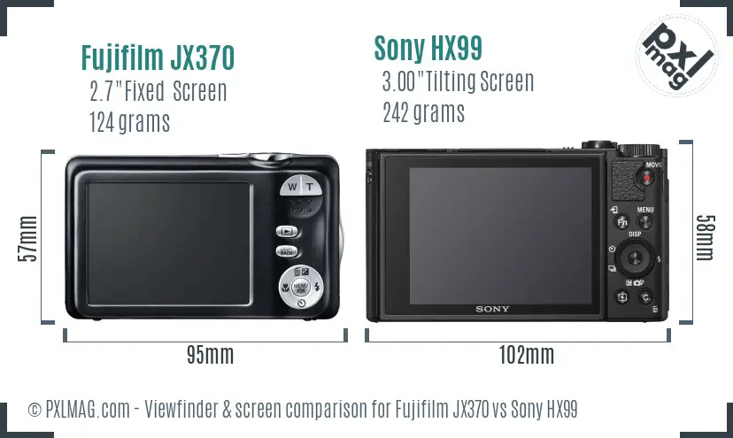 Fujifilm JX370 vs Sony HX99 Screen and Viewfinder comparison