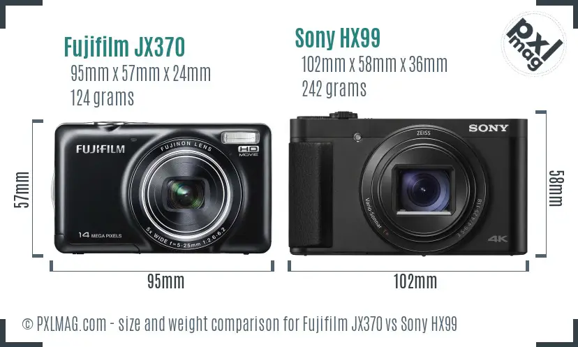 Fujifilm JX370 vs Sony HX99 size comparison