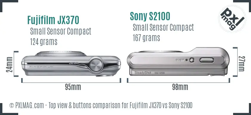 Fujifilm JX370 vs Sony S2100 top view buttons comparison