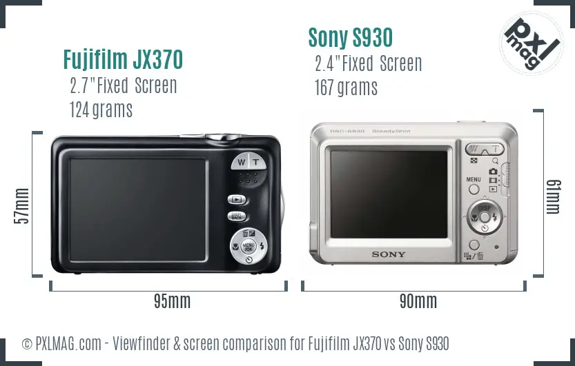 Fujifilm JX370 vs Sony S930 Screen and Viewfinder comparison