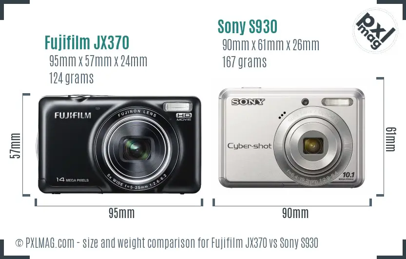 Fujifilm JX370 vs Sony S930 size comparison