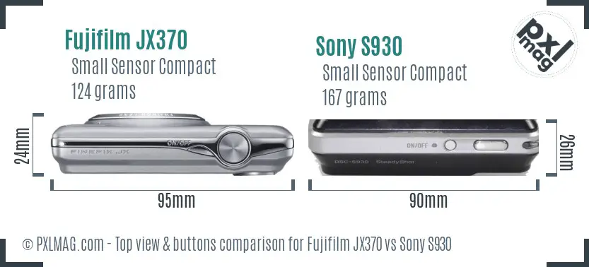 Fujifilm JX370 vs Sony S930 top view buttons comparison